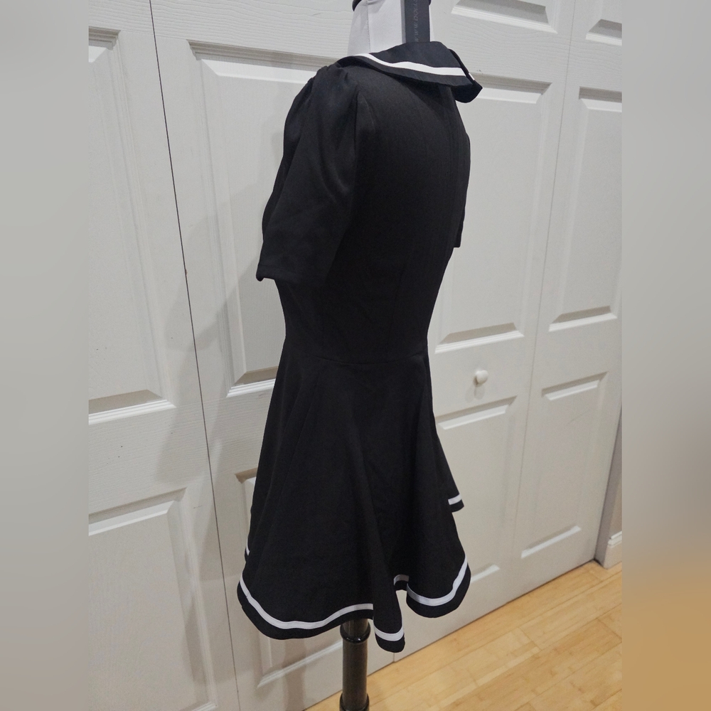 Dolls Kill Goth Widow Black & White Miss Your Hexes Sailor Mini Dress XS NWT - Picture 3 of 8